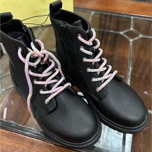 Black Ankle Boots with Colorful Laces